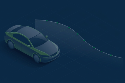 Carro sedan estilizado e curva descendente representando a depreciação ao longo do tempo