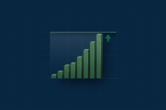 Gráfico de barras verde ascendente aproximando-se de um limite